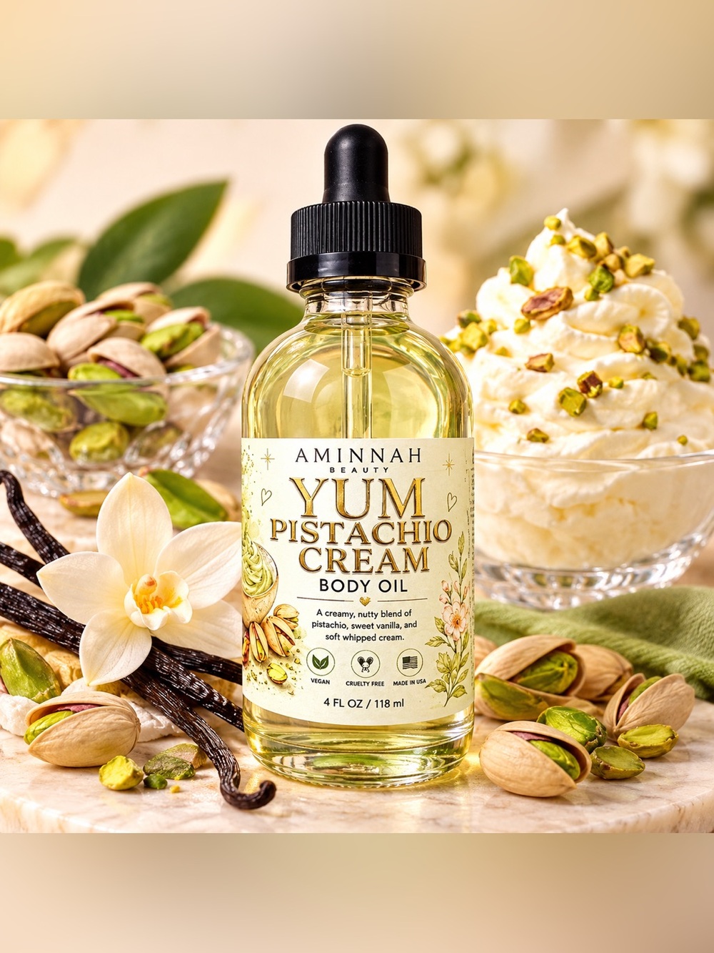 Aminnah Yum Pistachio Cream Body Oil